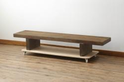 レトロ家具　昭和中期　シンプルなデザインの木製キャビネット(収納棚、戸棚、下駄箱)(R-044070)
