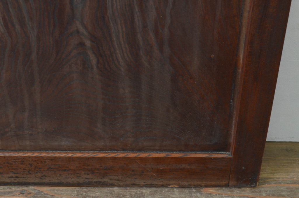 アンティーク建具　総欅(ケヤキ)材　一枚板　落ち着いた和の空間を演出する板戸窓2枚セット(引き戸)(R-067933)