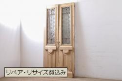 アンティーク建具　どこか懐かしい雰囲気溢れる障子戸2枚セット(引き戸、障子窓)(R-069639)