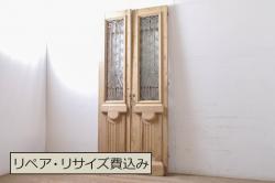 アンティーク建具　激レアデザイン　希少!重厚感ある佇まいが目を惹く鉄製の蔵戸1枚(鉄扉、玄関戸、引き戸)(R-066786)