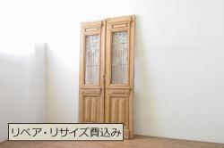 アンティーク建具　檜(ヒノキ)材　欅(ケヤキ)材　大きな金具が存在感抜群の庄内蔵戸1枚(引き戸、玄関戸、板戸)(R-060251)