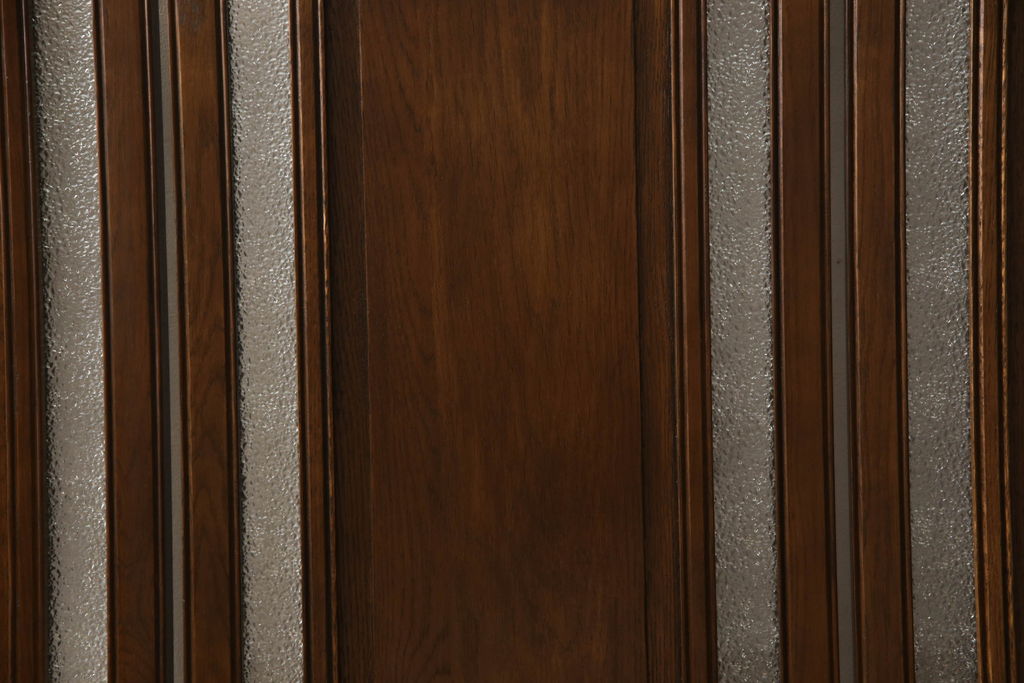 中古　美品　オーク材　ステンドグラス入り　置くだけでお部屋のアクセントになる折り畳み式パーテーション(衝立て、つい立て、間仕切り、折りたたみ)(定価約18万円)(R-060893)