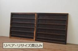 海外アンティーク　オーク材　特大!!繊細なデザインのアイアンフェンス入りの背の高い両開きドア1対2枚セット(建具、木製扉)(R-068245)