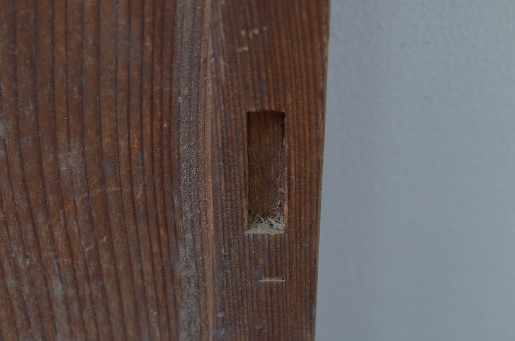 アンティーク建具　温かみのある木味が魅力の板戸窓2枚セット(引き戸)(R-067696)