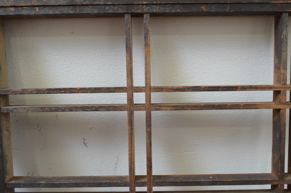 アンティーク建具　和の空間づくりにおすすめの格子入り障子窓4枚セット(障子戸、格子戸、引き戸)(R-067715)