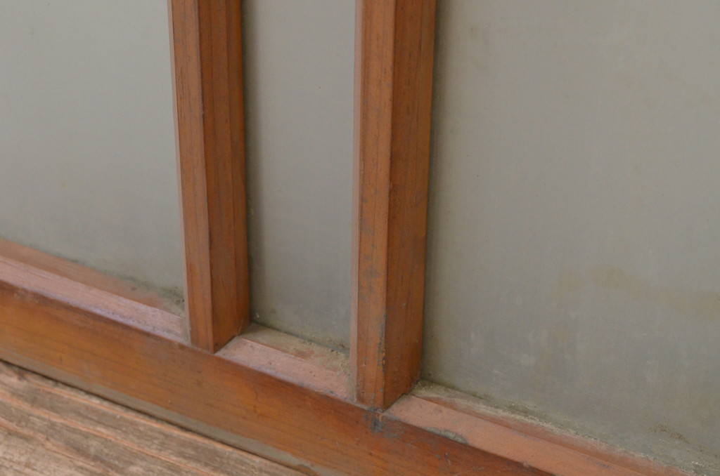 アンティーク建具　昭和レトロな雰囲気漂うガラス窓2枚セット(ガラス戸、引き戸)(R-067716)