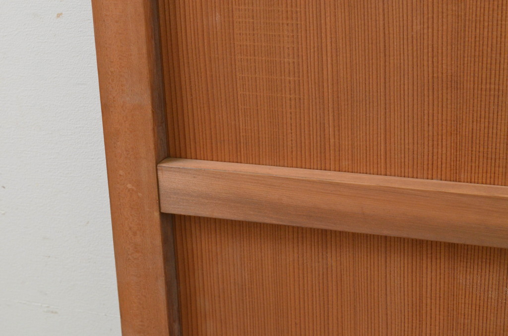 アンティーク建具　杉材　美しい柾目が魅力的な板戸窓2枚セット(引き戸)(R-068015)