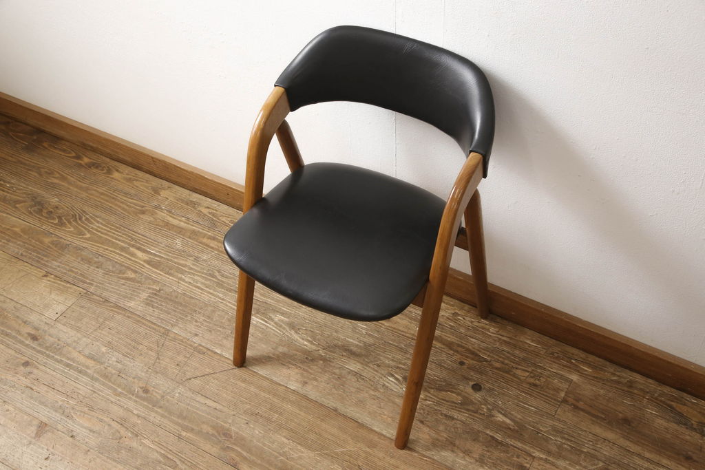 和製ビンテージ　辻木工　チーク材　モダンなデザインのチェア(椅子、イス、ダイニングチェア、ヴィンテージ)(R-056403)