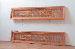 アンティーク建具　シンプルな作りが取り入れやすい!作りの良いガラス戸2枚セット(引き戸、建具)(R-080979)