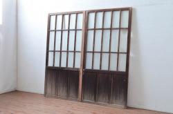 アンティーク建具　風情ある佇まいが魅力的なガラス戸2枚セット(引き戸、建具)(R-080624)