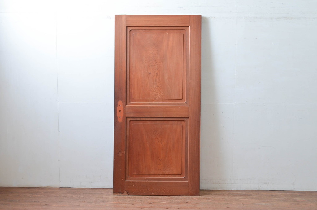 アンティーク建具　特注!!　上手物!!　総欅(ケヤキ)材　框の柾目と鏡板の柾目が美しい扉1枚(ドア、木製扉、建具)(R-080627)