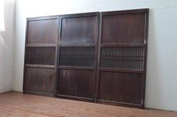 アンティーク建具　和モダンテイストのお部屋づくりに取り入れたい格子帯戸3枚セット(引き戸、格子戸)(R-080613)