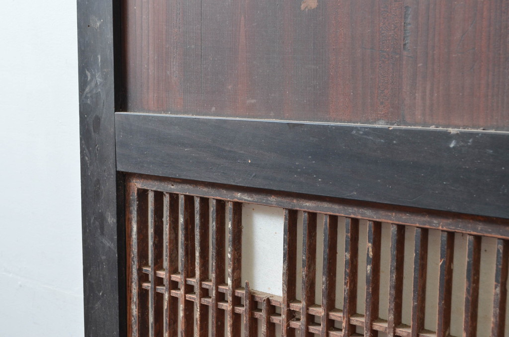 アンティーク建具　和の情緒あふれる障子帯戸1枚(引き戸、板戸、格子帯戸、障子戸)(R-080498)