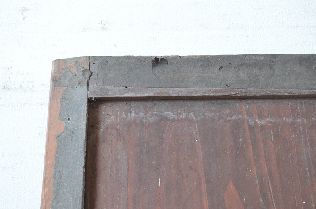アンティーク建具　レトロなデザインのガラス帯の扉1枚(ドア、板戸、ガラス戸、木製扉、建具)(R-080588)
