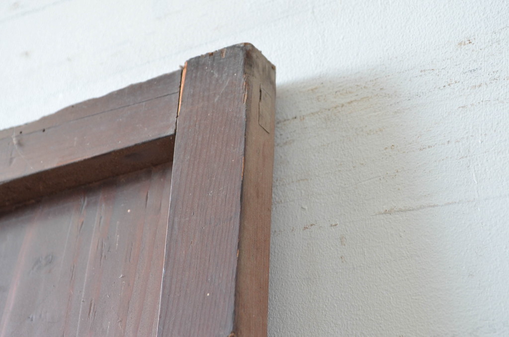 アンティーク建具　レトロなデザインのガラス帯の扉1枚(ドア、板戸、ガラス戸、木製扉、建具)(R-080588)