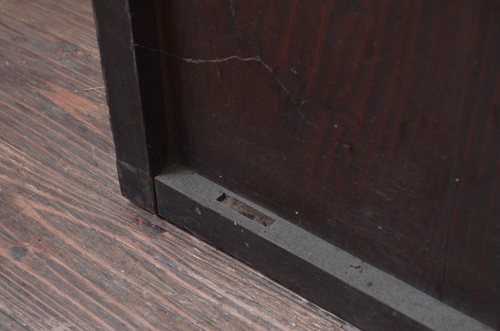 アンティーク建具　和の情緒あふれる障子帯戸2枚セット(引き戸、板戸、格子帯戸、障子戸)(R-080584)