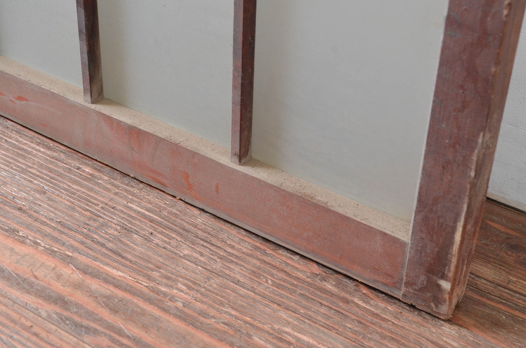 アンティーク建具　マス目　どこか懐かしい雰囲気を感じる格子窓2枚セット(引き戸、格子戸、建具)(R-080582)