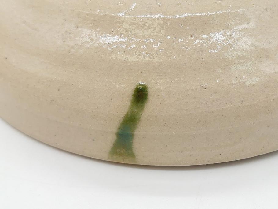 川本了生　弥七田織部　馬盥茶碗　5寸　約15cm(共箱付き、馬盥型、平茶碗、茶道具、夏茶碗、抹茶碗、五寸)(R-062572)