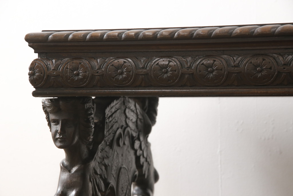 フランスアンティーク　ウォールナット材　17〜18世紀　産業革命前の希少な一品　バロック様式のダイニングテーブル(机、在宅ワーク、在宅用ワークデスク)(R-055597)