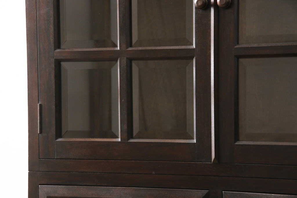 中古　美品　松本民芸家具　シックな佇まいが魅力のG-1型面取り食器棚(収納棚、カップボード、飾り棚、本箱)(R-055769)