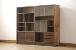 和製アンティーク　レトロで変わったデザインの本棚(飾り棚、収納棚、戸棚、キャビネット)(R-057756)
