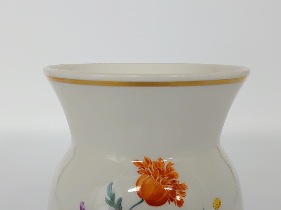 ドイツ　マイセン　Meissen　五つ花　ベーシックフラワー　優雅な佇まいが洗練された雰囲気を醸し出す花瓶(フラワーベース、花器、西洋陶磁器)(R-061650)