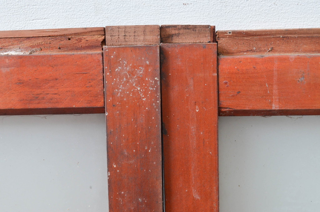 アンティーク建具　レトロな空間作りにおすすめなガラス窓2枚セット(引き戸、ガラス戸)(R-080933)