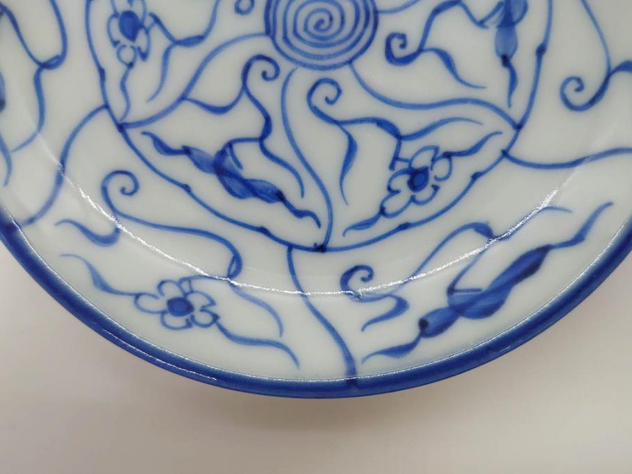 江戸～明治期　古伊万里　染付　なずな文　約11cm　3.5寸　穏やかな雰囲気の小皿5枚セット(和皿、和食器、裏印、三寸五分)(R-082232)