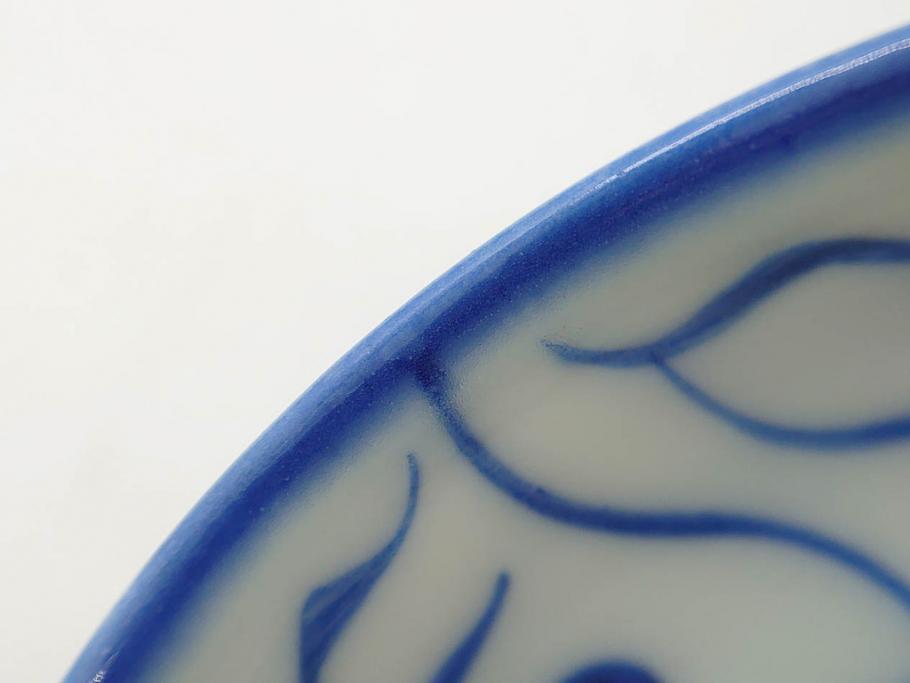 江戸～明治期　古伊万里　染付　なずな文　約11cm　3.5寸　穏やかな雰囲気の小皿5枚セット(和皿、和食器、裏印、三寸五分)(R-082232)