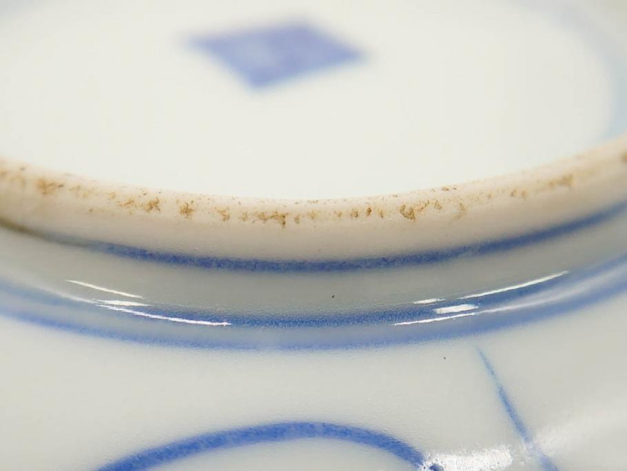 江戸～明治期　古伊万里　染付　なずな文　約11cm　3.5寸　穏やかな雰囲気の小皿5枚セット(和皿、和食器、裏印、三寸五分)(R-082232)