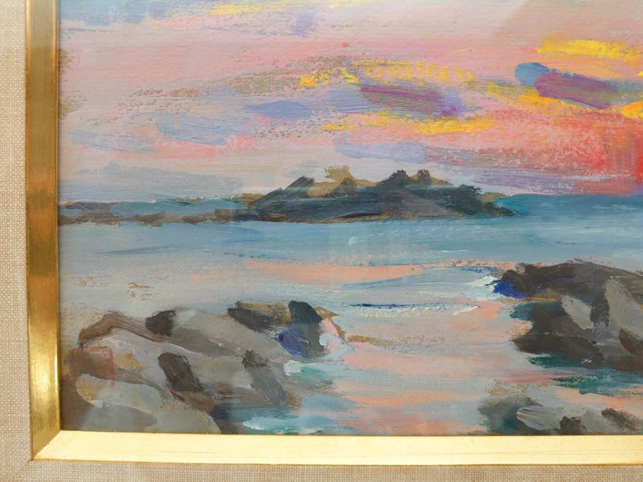 【真作】　昭和64年(1989年)　武内和夫　「昭和最後の日の出」　SM　絵画(油彩、油絵、風景、額装、外箱付)(R-082233)