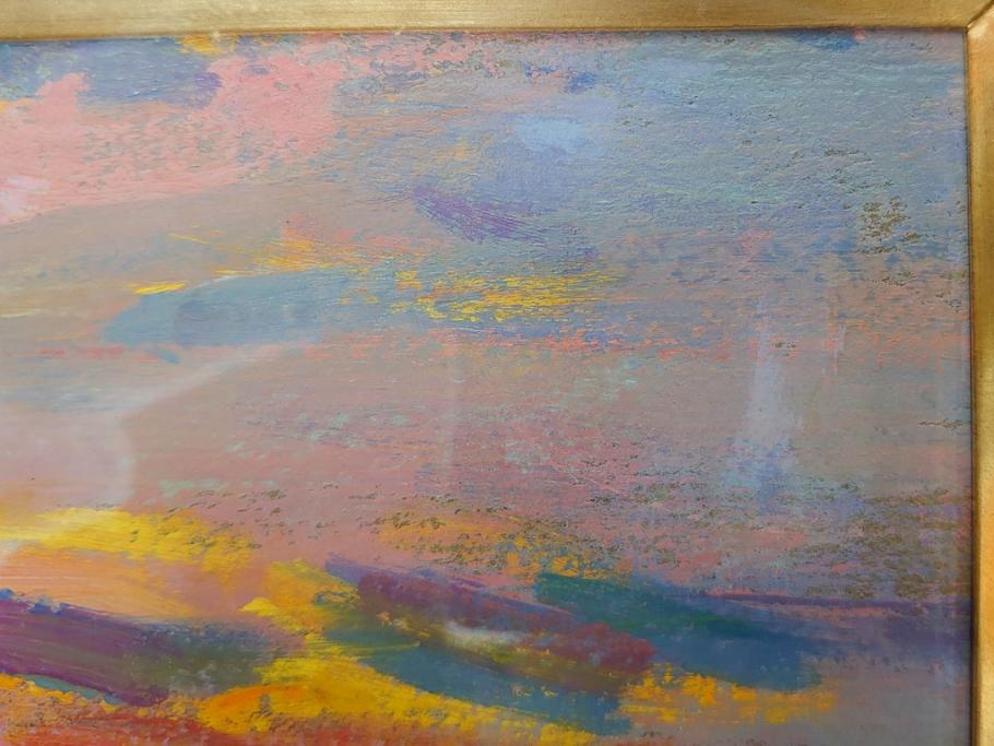 【真作】　昭和64年(1989年)　武内和夫　「昭和最後の日の出」　SM　絵画(油彩、油絵、風景、額装、外箱付)(R-082233)
