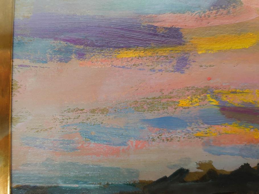 【真作】　昭和64年(1989年)　武内和夫　「昭和最後の日の出」　SM　絵画(油彩、油絵、風景、額装、外箱付)(R-082233)