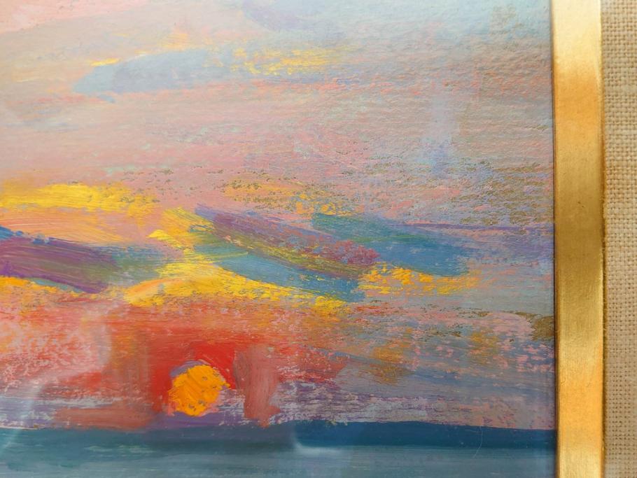 【真作】　昭和64年(1989年)　武内和夫　「昭和最後の日の出」　SM　絵画(油彩、油絵、風景、額装、外箱付)(R-082233)