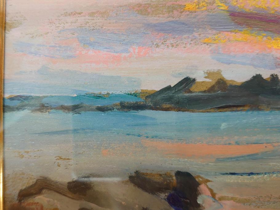 【真作】　昭和64年(1989年)　武内和夫　「昭和最後の日の出」　SM　絵画(油彩、油絵、風景、額装、外箱付)(R-082233)