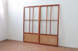 アンティーク建具　枠檜(ヒノキ)材　鏡板欅(ケヤキ)材一枚板　シンプルですっきりしたデザインのドア1枚(木製扉、木製ドア)(R-080617)