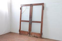 アンティーク建具　レトロな雰囲気漂う両開きドア1対2セット(ガラス扉、玄関扉)(R-080895)
