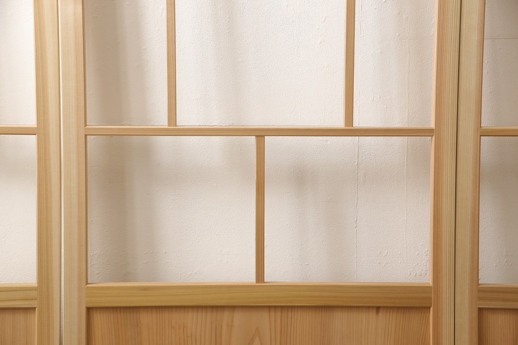 ラフジュ工房オリジナル 杉材 大正ロマン ノスタルジックな雰囲気づくりに活躍するガラス戸4枚セット(色ガラスもお入れできます)(引き戸、建具)(R-057362)