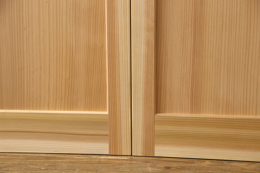 ラフジュ工房オリジナル 杉材 大正ロマン ノスタルジックな雰囲気づくりに活躍するガラス戸4枚セット(色ガラスもお入れできます)(引き戸、建具)(R-057363)