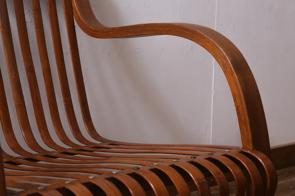 ビンテージ家具　竹興社　城所右文次　オリジナル　Bamboo Chair　バンブーチェア(アームチェア、安楽椅子、ヴィンテージ)(R-040156)