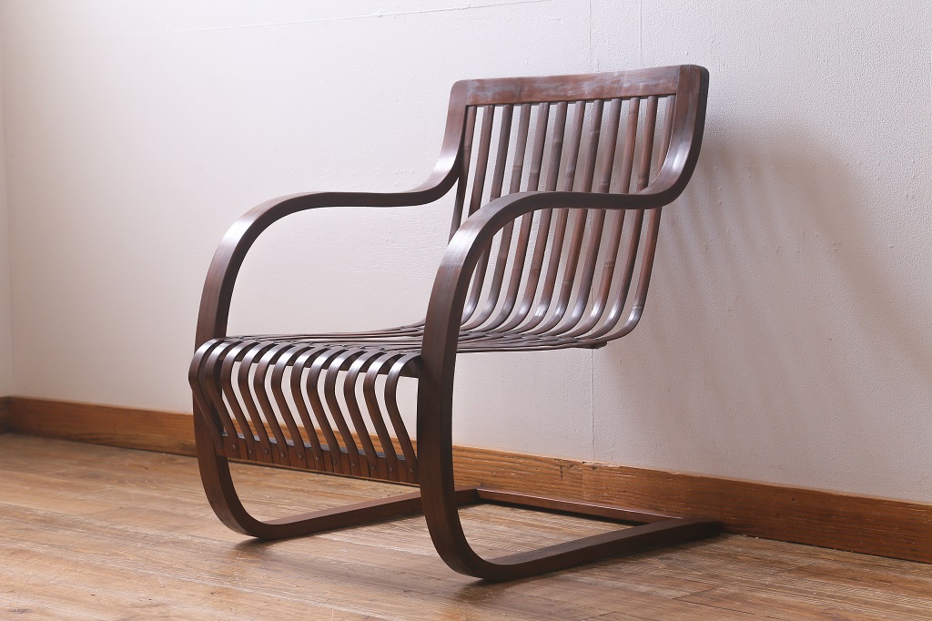 ビンテージ家具　竹興社　城所右文次　オリジナル　Bamboo Chair　バンブーチェア(アームチェア、安楽椅子)(R-040155)