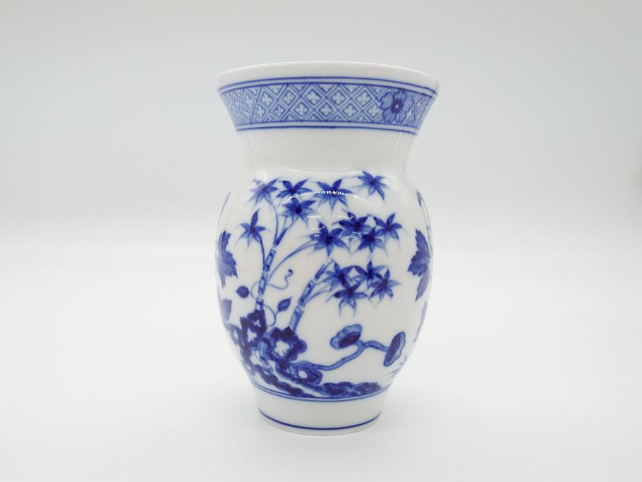 レア　ドイツ　マイセン　Meissen　ブルー　フラワー　美しい花をより引き立てる花瓶(フラワーベース、花器、西洋陶磁器、シリーズ不明)(R-061651)