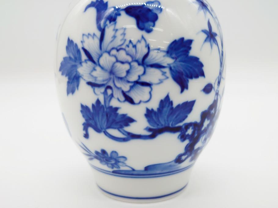 レア　ドイツ　マイセン　Meissen　ブルー　フラワー　美しい花をより引き立てる花瓶(フラワーベース、花器、西洋陶磁器、シリーズ不明)(R-061651)