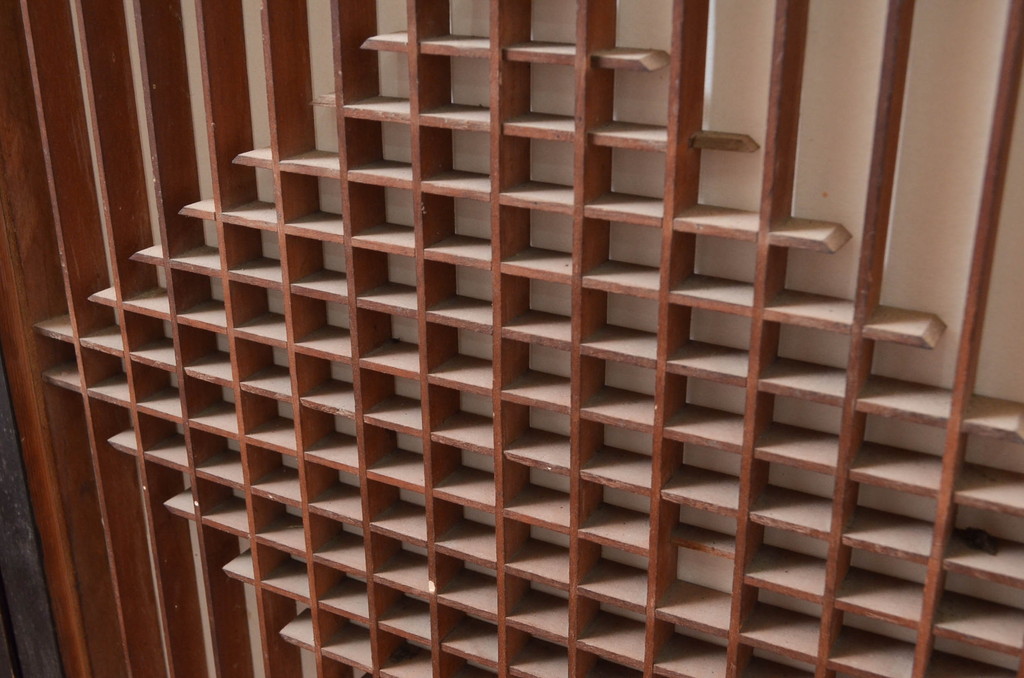 アンティーク建具　時代物!!　上作作り!!上質な和の空間を演出する組子入り書院戸4枚セット(引き戸、障子戸、窓)(R-080926)