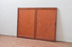 アンティーク建具　編み目が素敵な網代(あじろ)入り窓2枚セット(引き戸、建具)(R-081056)