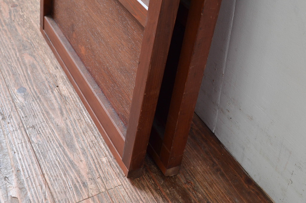 アンティーク建具　編み目が素敵な網代(あじろ)入り窓2枚セット(引き戸、建具)(R-081056)