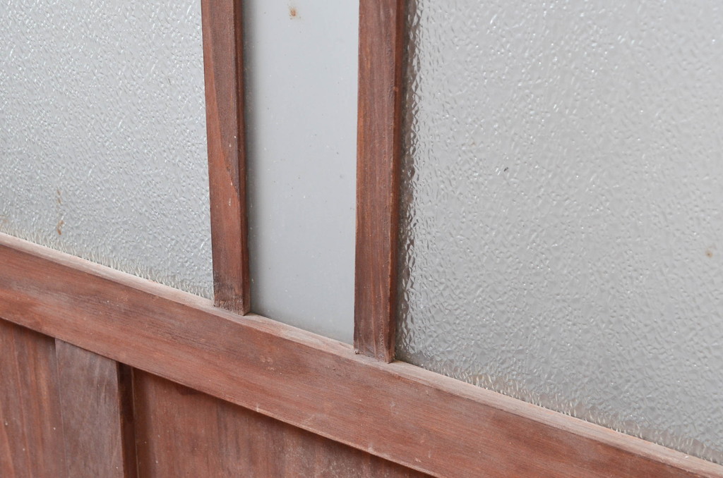 アンティーク建具　大正ロマン　古い木味が魅力的なガラス戸4枚セット(ドア、引き戸)(R-080908)