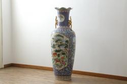 中国　古玩　大明萬暦年製　赤絵　龍図　香炉(香爐、三つ足)(R-062599)