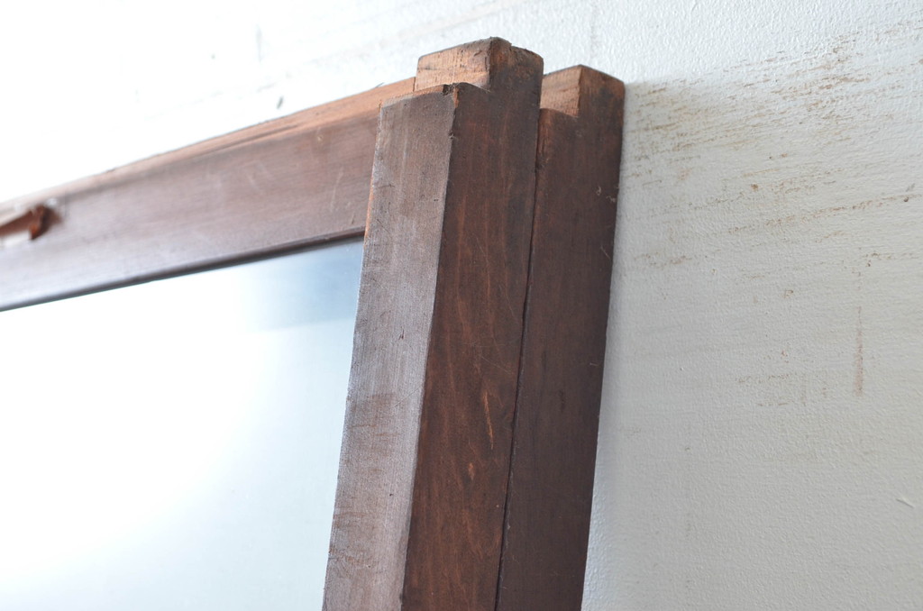 アンティーク建具　シンプルな作りが取り入れやすい!作りの良いガラス戸2枚セット(引き戸、建具)(R-080979)
