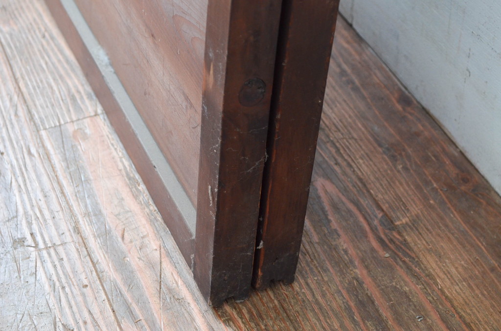 アンティーク建具　シンプルな作りが取り入れやすい!作りの良いガラス戸2枚セット(引き戸、建具)(R-080979)